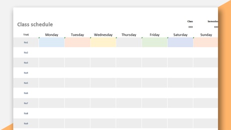 Colorful Class Schedule